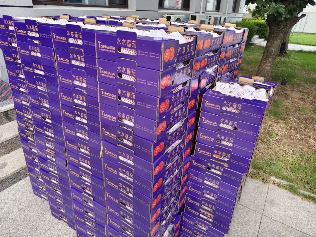 Boxes of fresh produce prepared as Dragon Boat Festival gifts