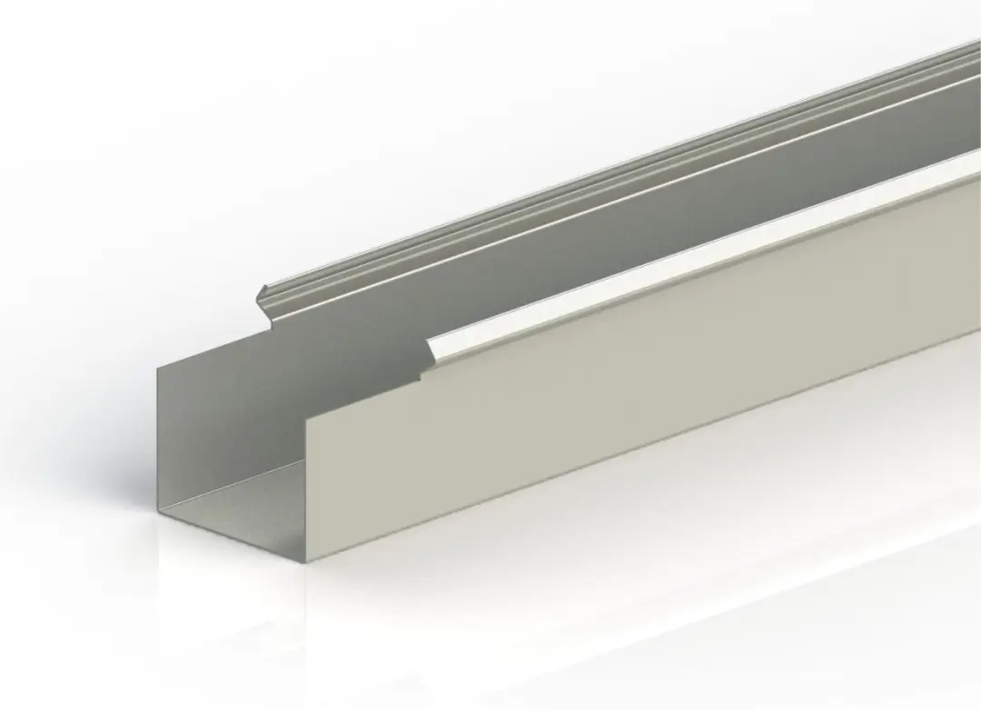 Trough cross-section showing the rolled, rounded edge profile