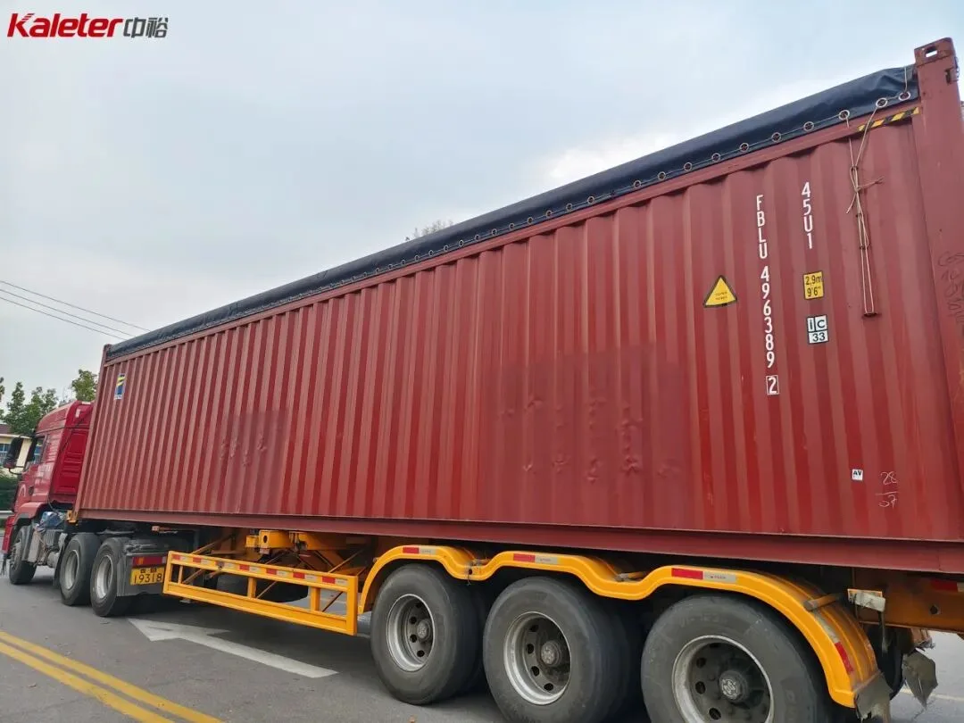Container truck loaded with the fermentation tank, ready to ship