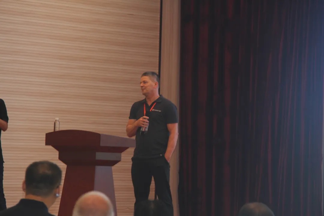 Peter Evertz of the Netherlands' Hotraco Agri speaking at the Third Cage-Free Layer Hen Development Forum